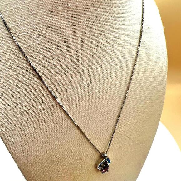 Elegant Purple Amethyst Stone & Blue Opal Pendant Necklace - Picture 7 of 9